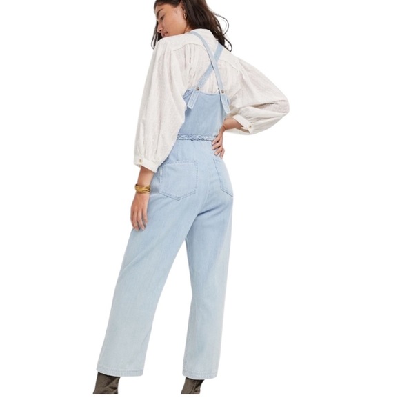 Anthropologie Paige Celia Cropped Denim Wide-Leg Jumpsuit Size S - Picture 2 of 11